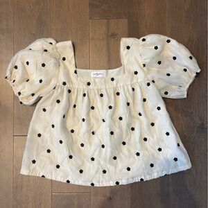 CJLA, Organza Polka Dot Puff Sleeve Top